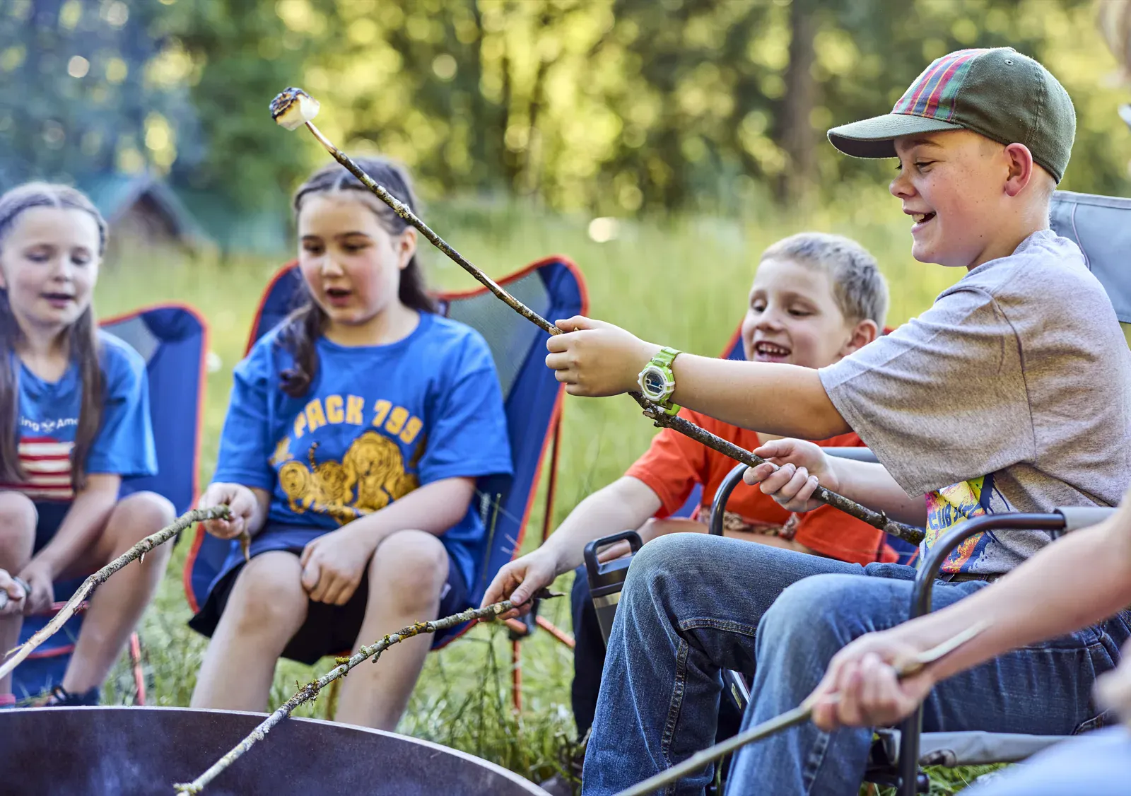 Cub Scouts at an outdoor pack activity